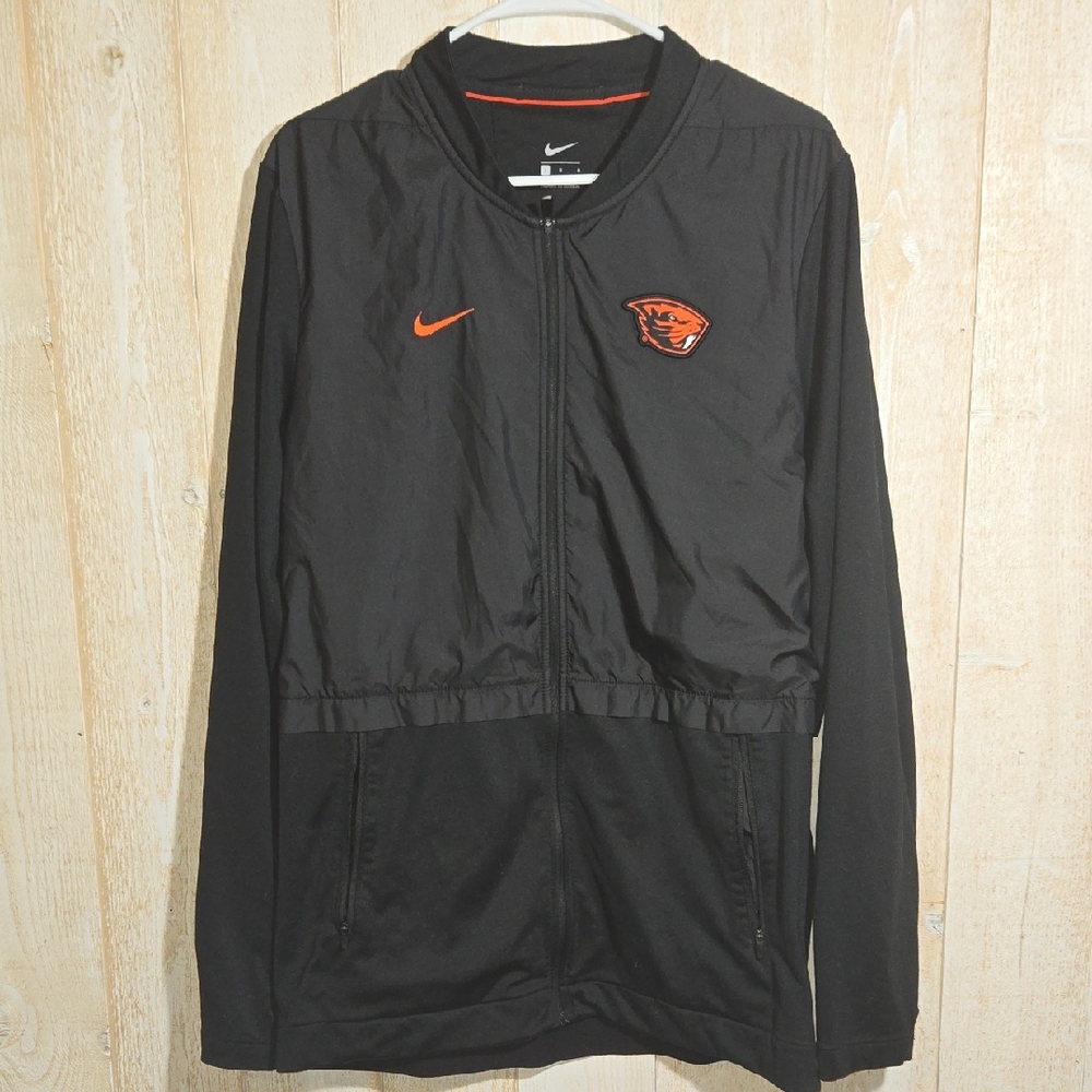 Nike Womens Black OSU Beavers Windbreaker Zip Up Jacket Size Large